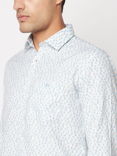  Sky Blue Abstract Print Shirt