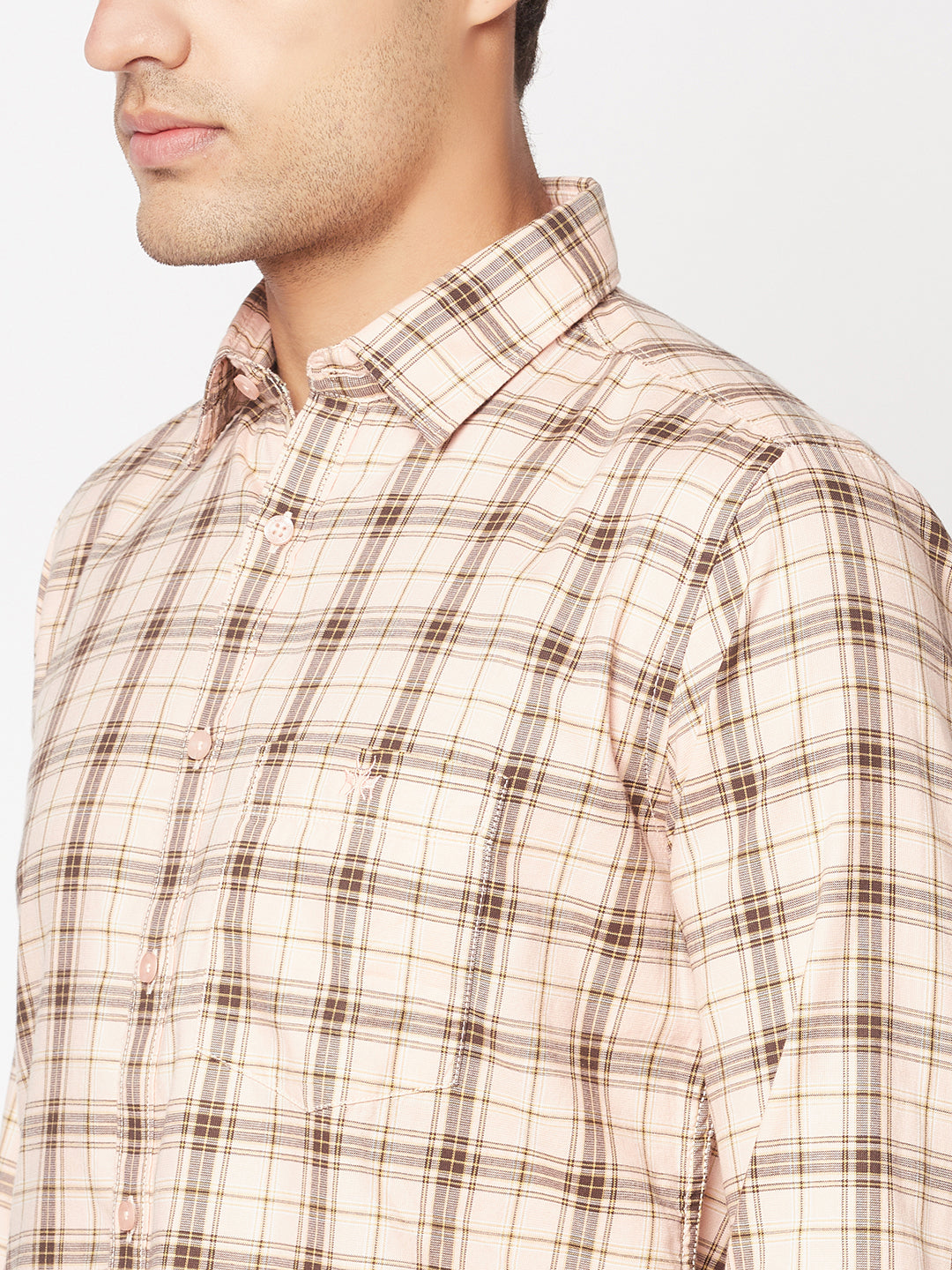  Checked Peach Shirt