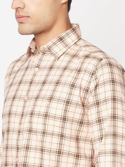  Checked Peach Shirt