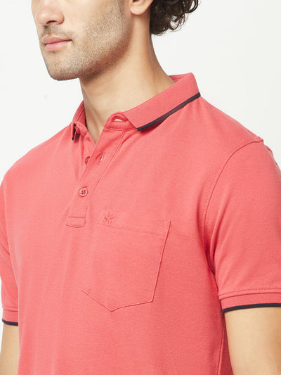  Bright Coral Minimal Polo T-Shirt