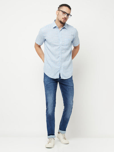 Blue Checked Casual Shirt - Men Shirts