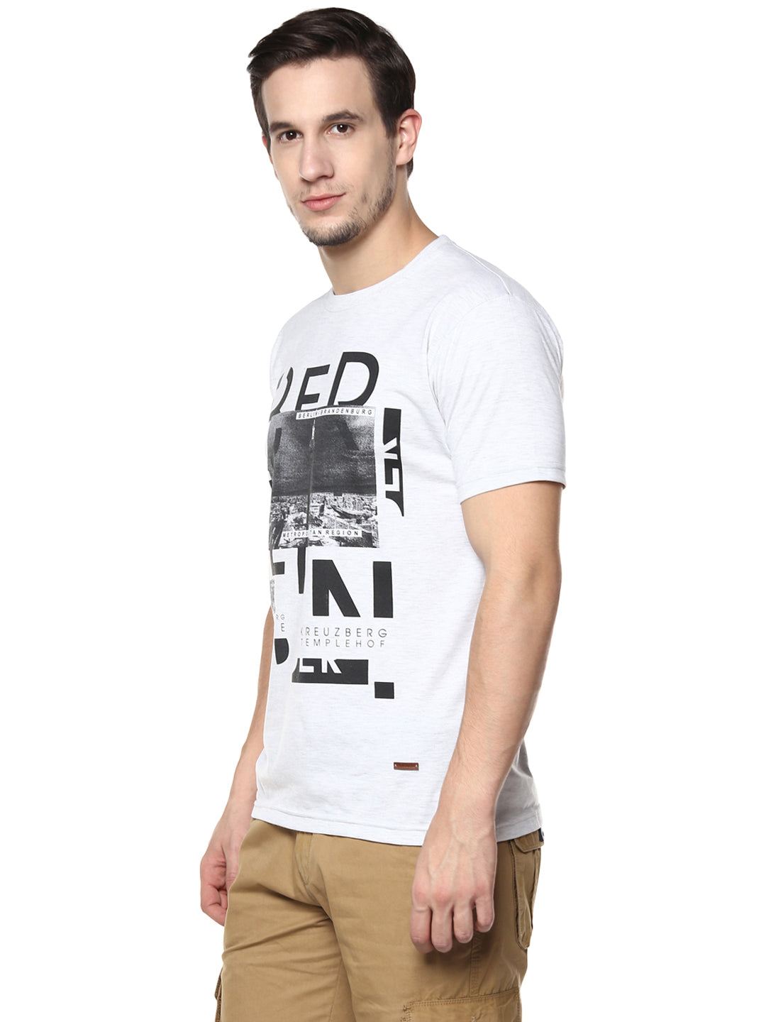 White Graphic Print Round Neck T-shirt - Men T-Shirts