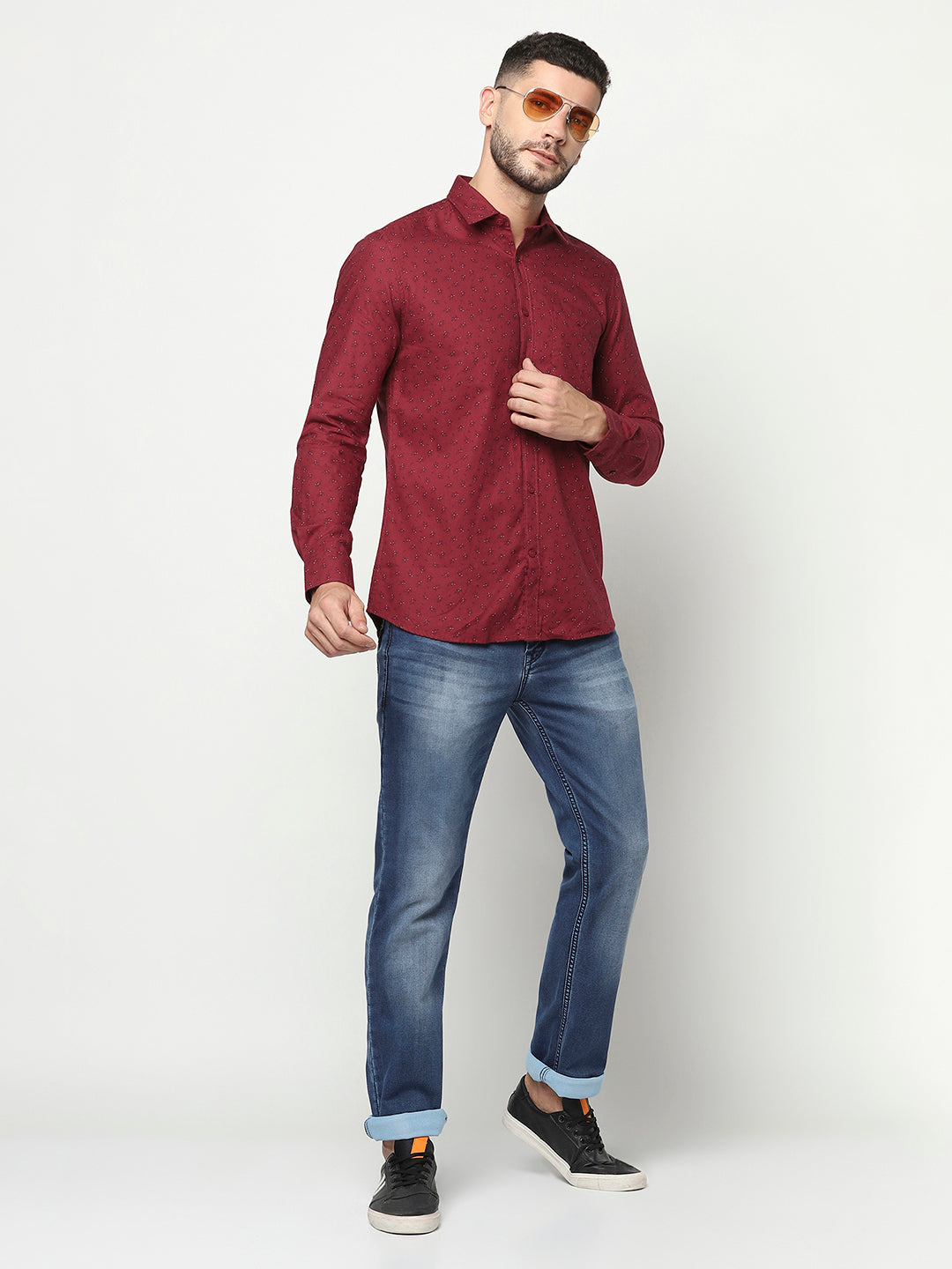 Maroon Floral Shirt-Men Shirts-Crimsoune Club