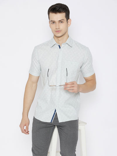 Grey Printed Slim Fit shirt - Men Shirts