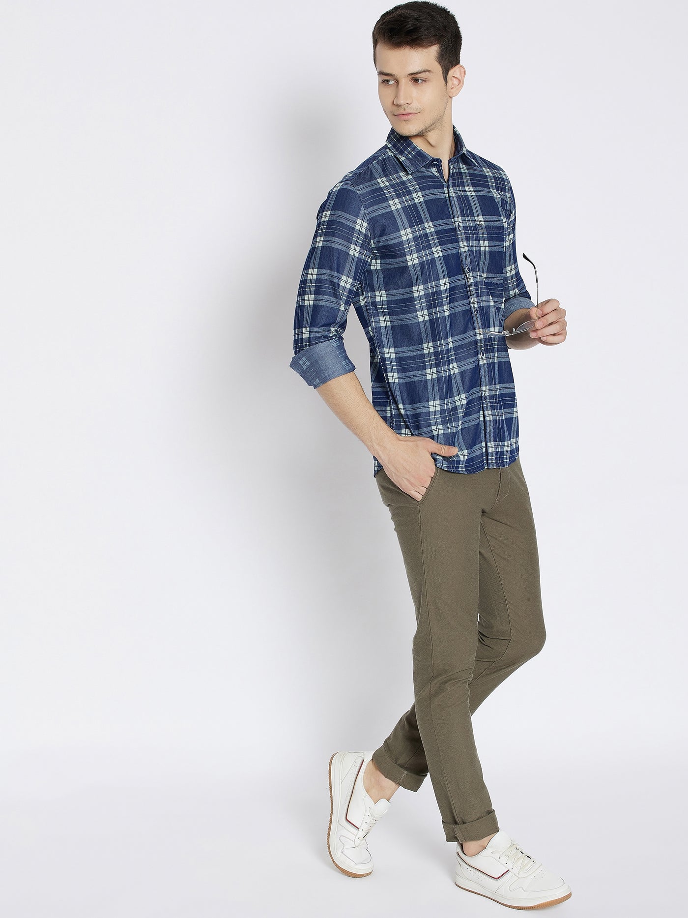 Blue Checked Slim Fit shirt - Men Shirts