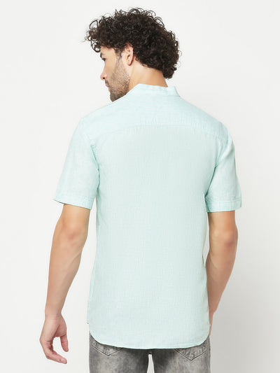 Green Mandarin Neck Shirt