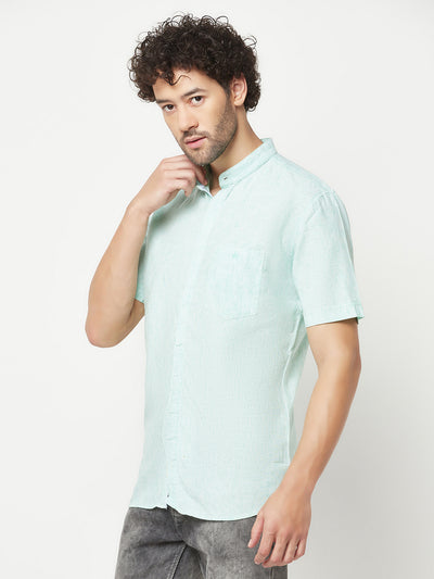 Green Mandarin Neck Shirt