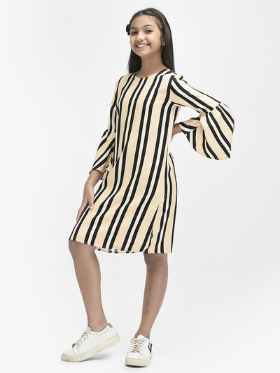 Beige Striped Dress