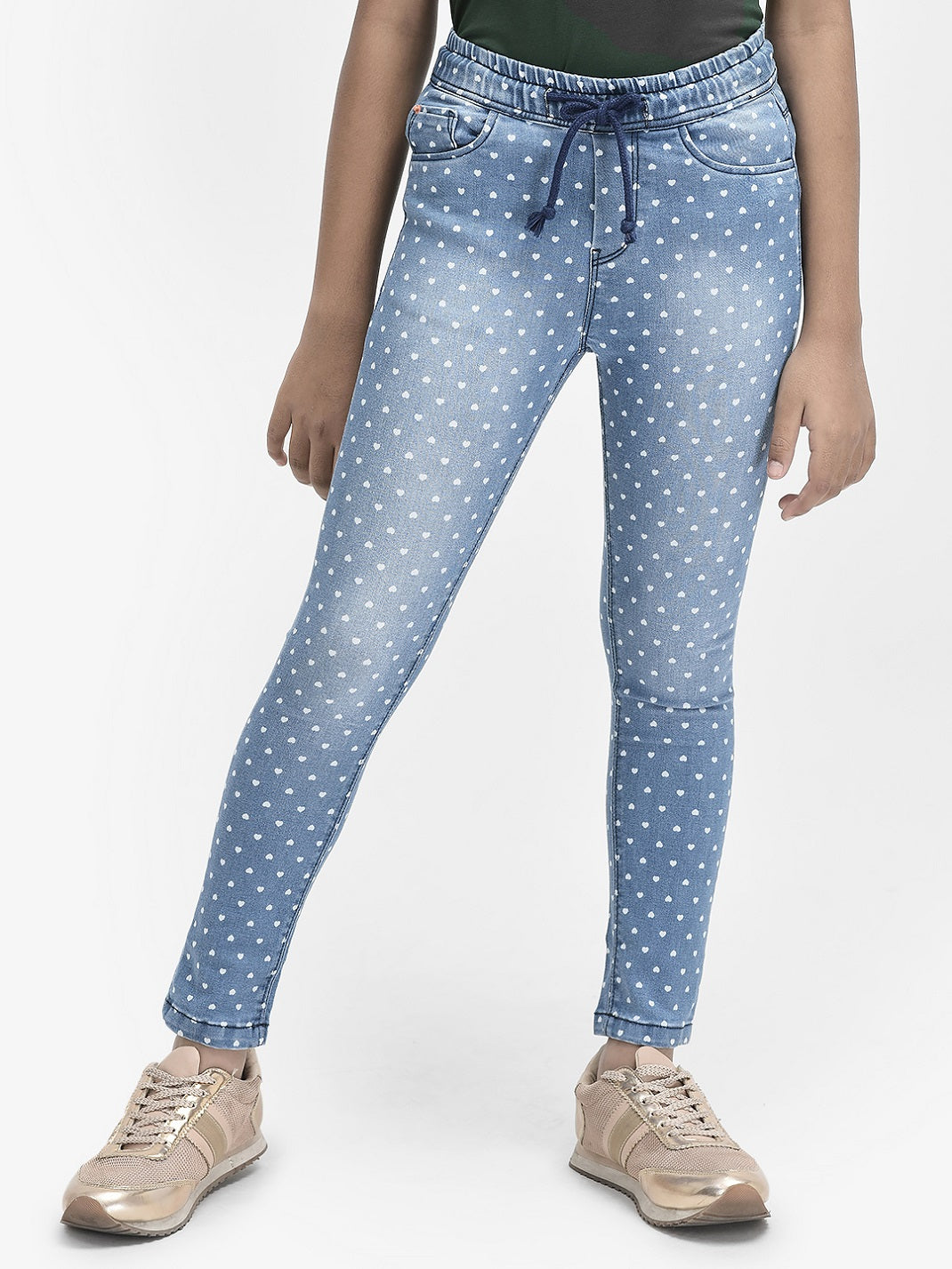  Blue Printed Heavy Faded Jeans