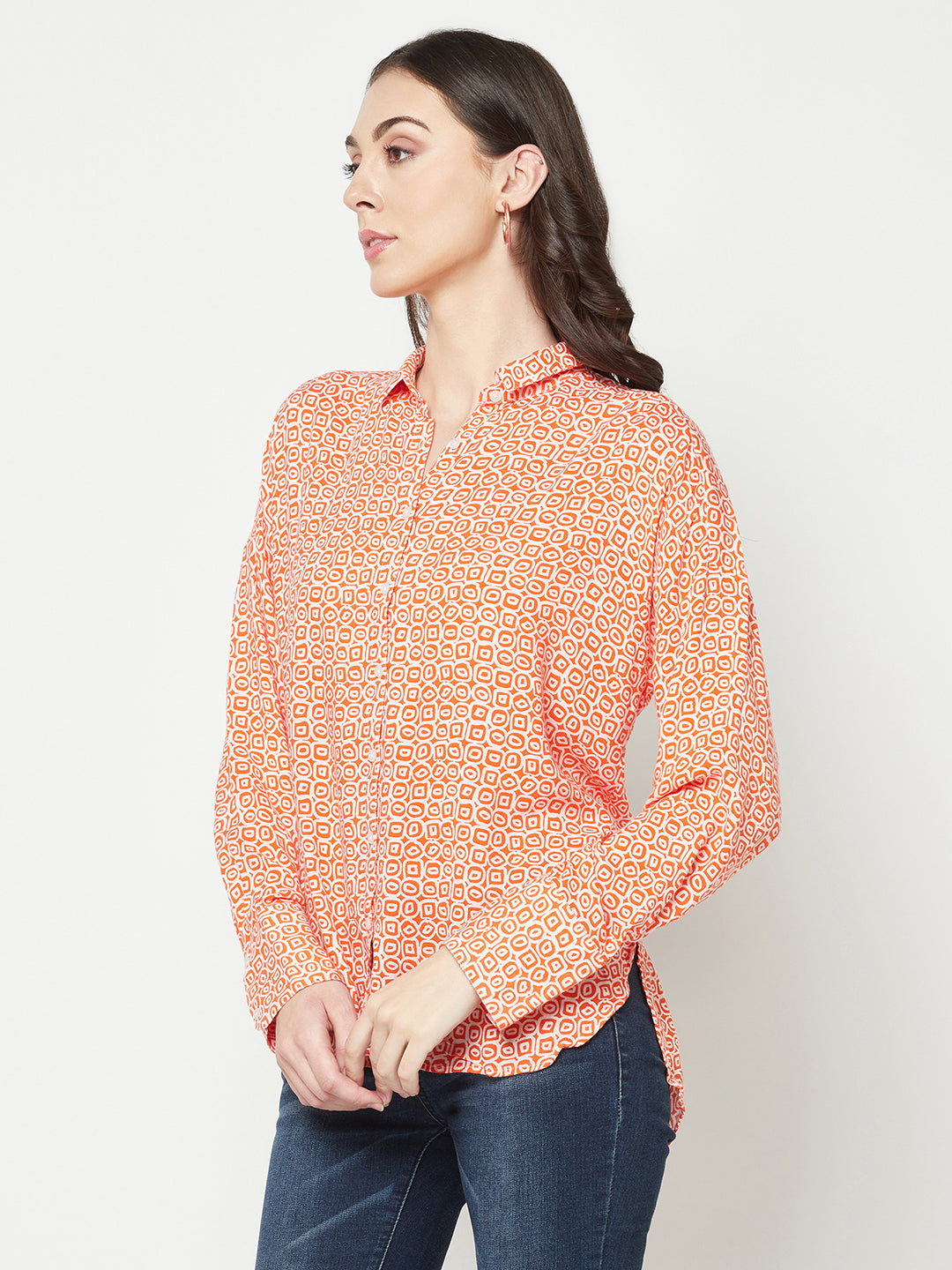 Orange Printed Shirt