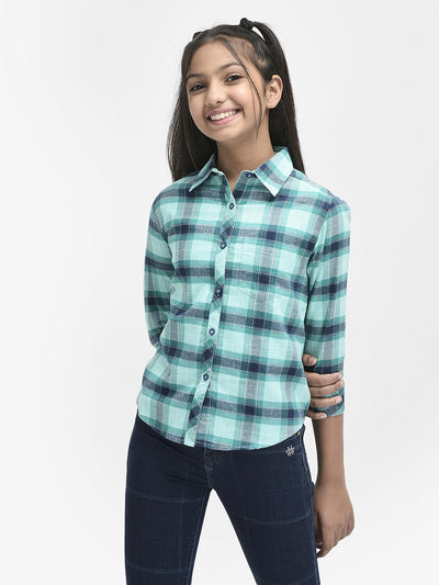  Aqua Blue Checked Shirt