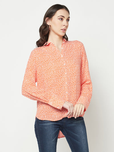 Orange Printed Shirt