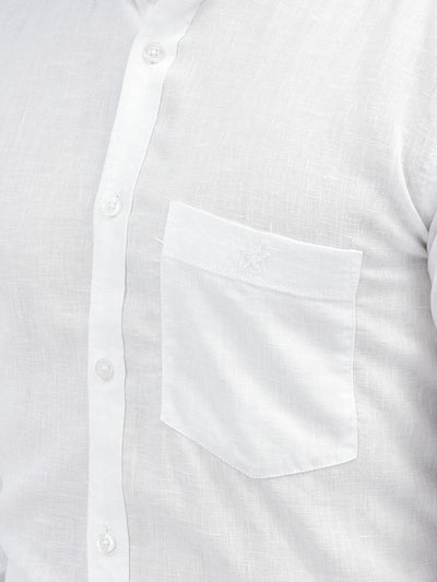 White Mandarin Collar Shirt