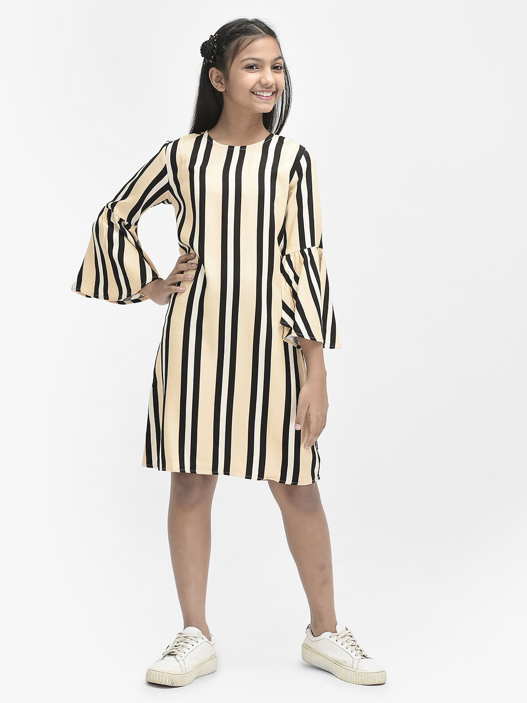 Beige Striped Dress