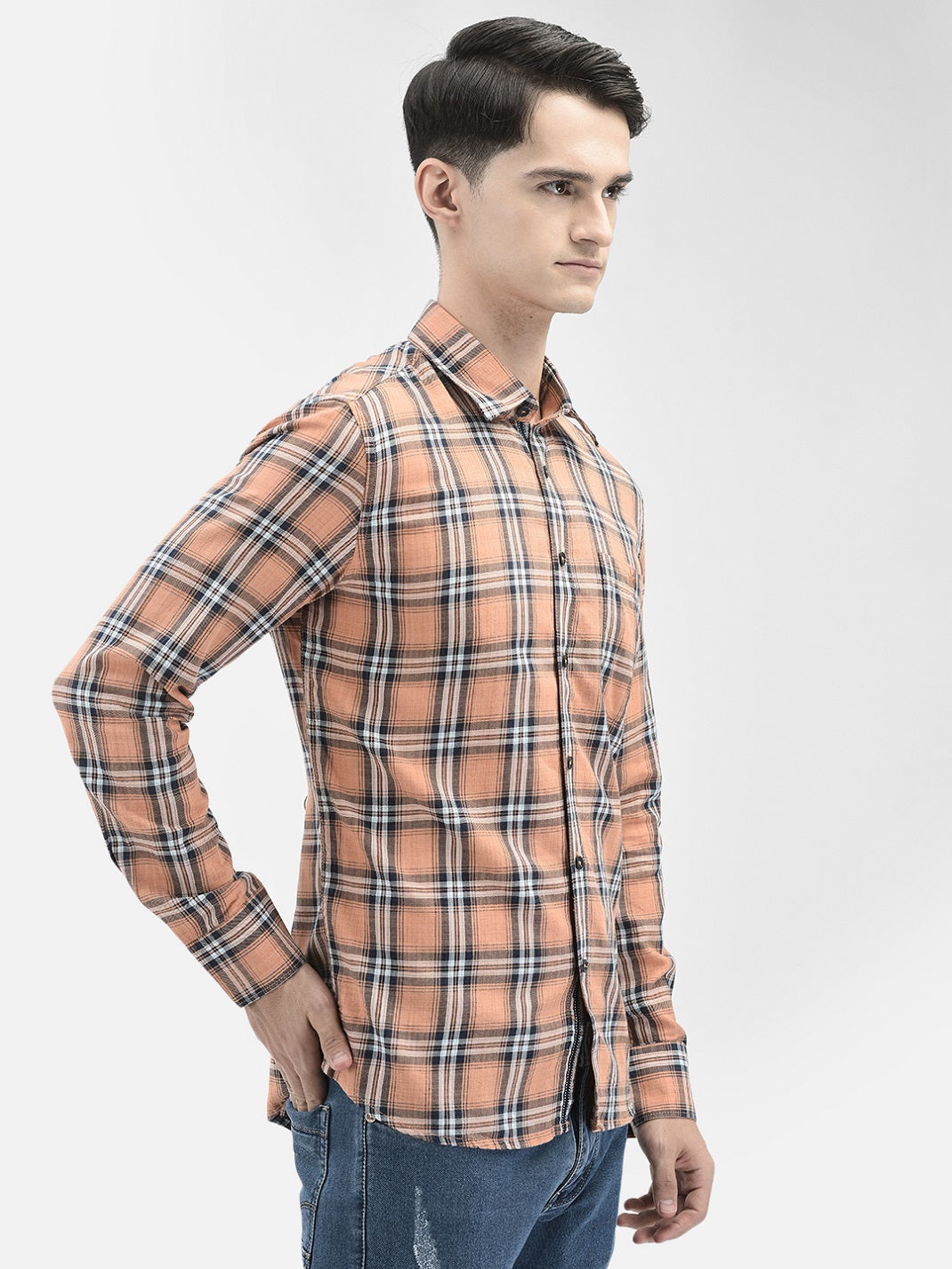 Peach Checked Shirt