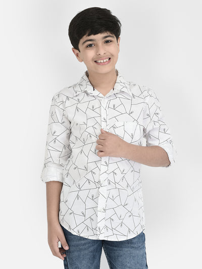 White Printed Cotton Shirt