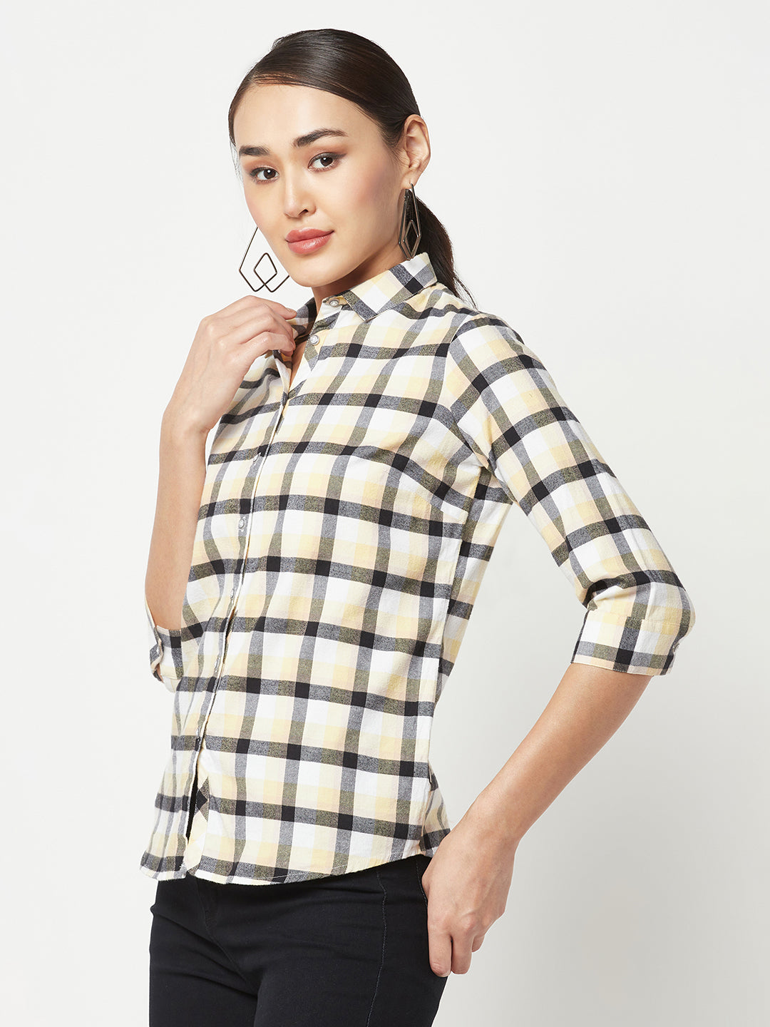 White Checked Cotton Shirt