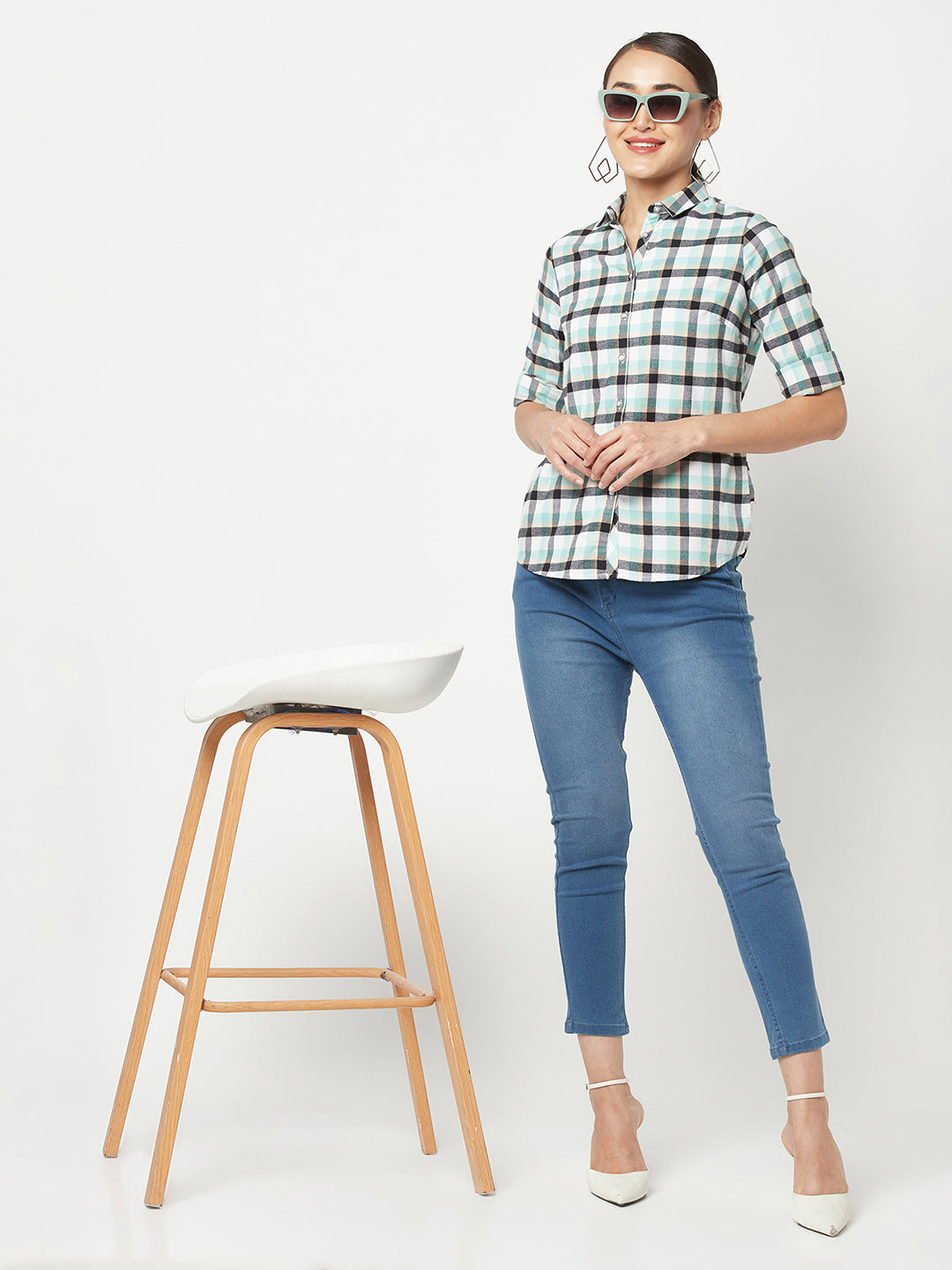 Green Checked Cotton Shirt