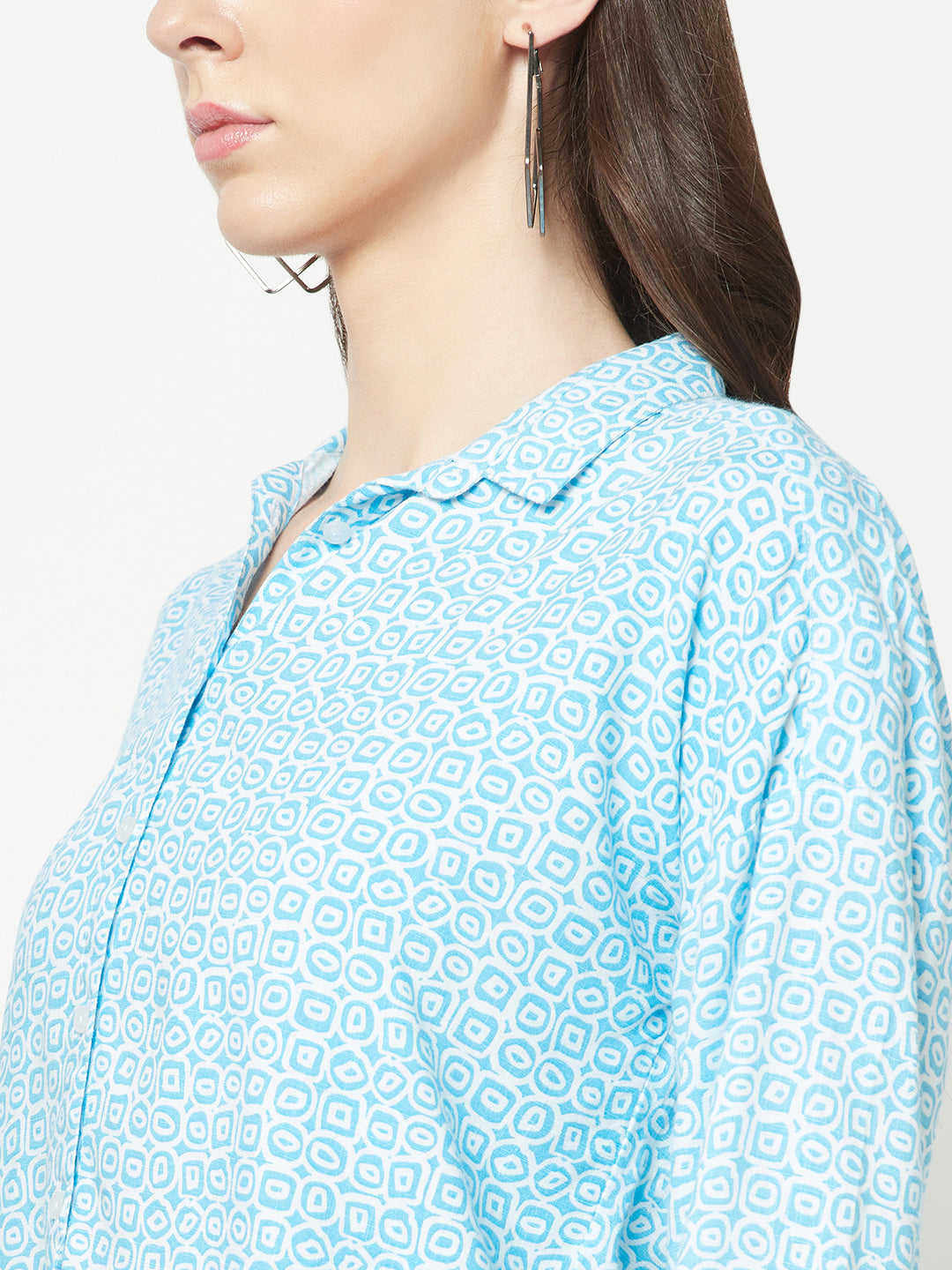 Cyan Printed Shirt