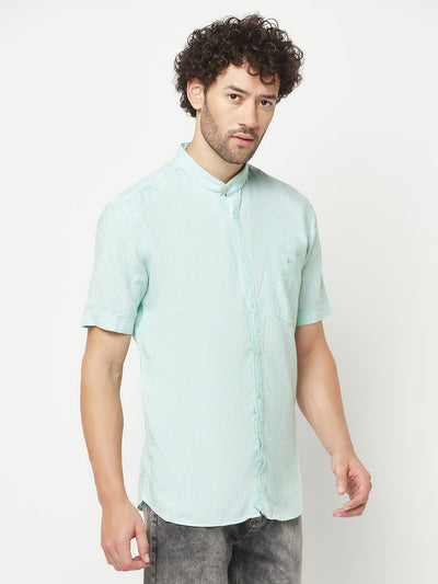 Green Mandarin Neck Shirt