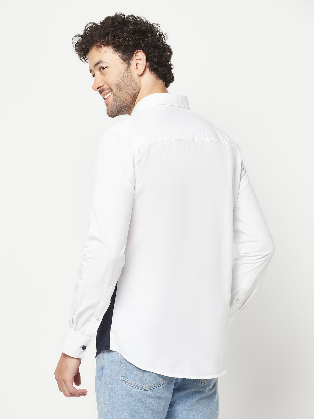 White Colourblocked Shirt