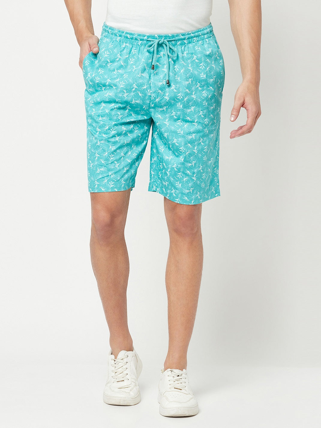 Turquoise Blue Floral Lounge Shorts