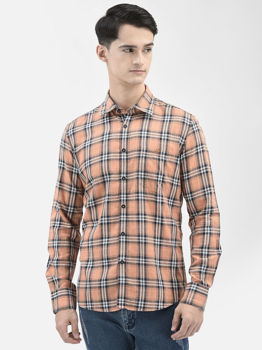 Peach Checked Shirt