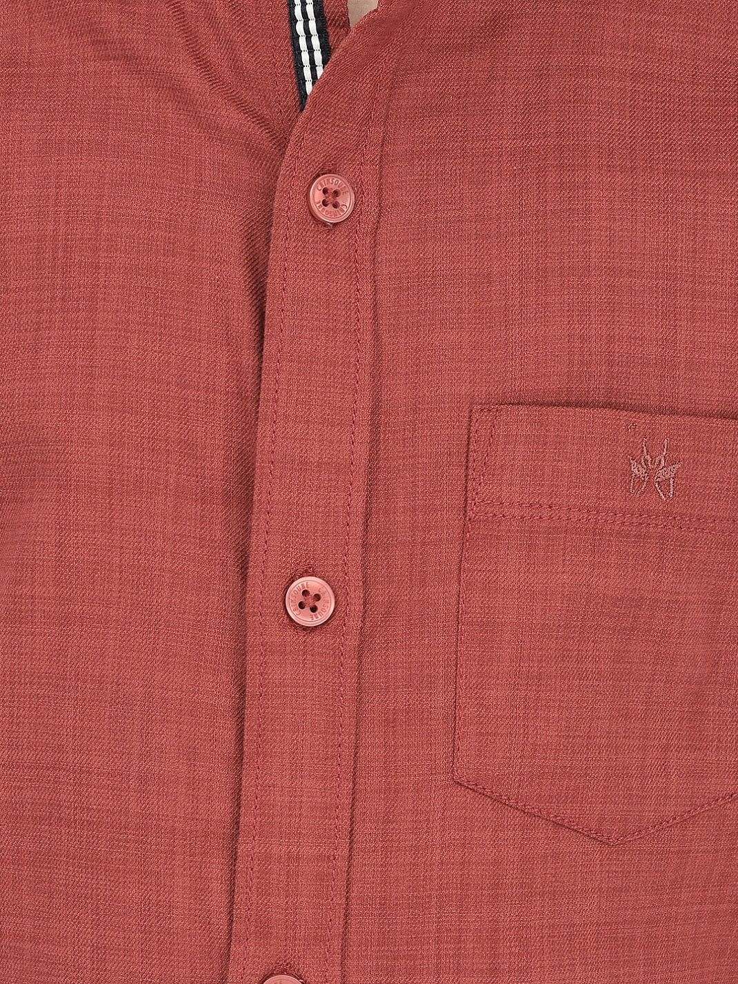 Red Mandarin Neck Shirt