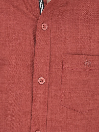 Red Mandarin Neck Shirt