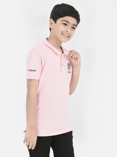  Pink Polo Neck T-shirt