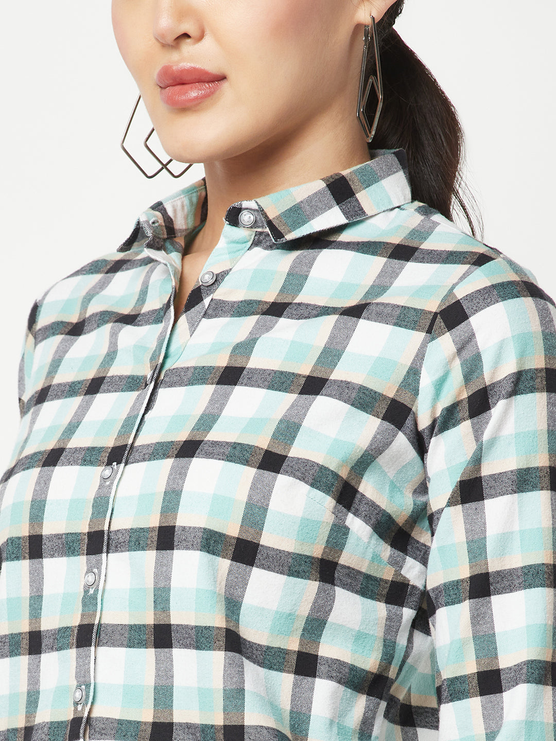 Green Checked Cotton Shirt