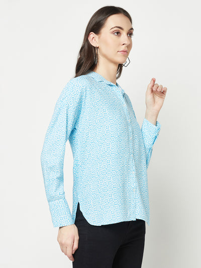 Cyan Printed Shirt