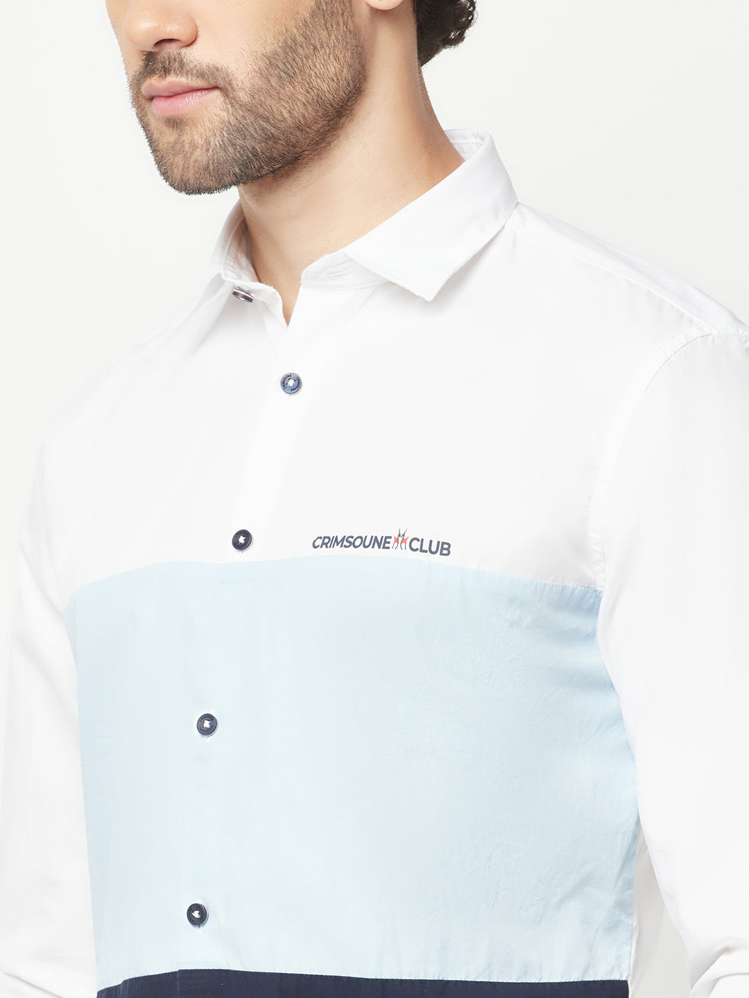 White Colourblocked Shirt