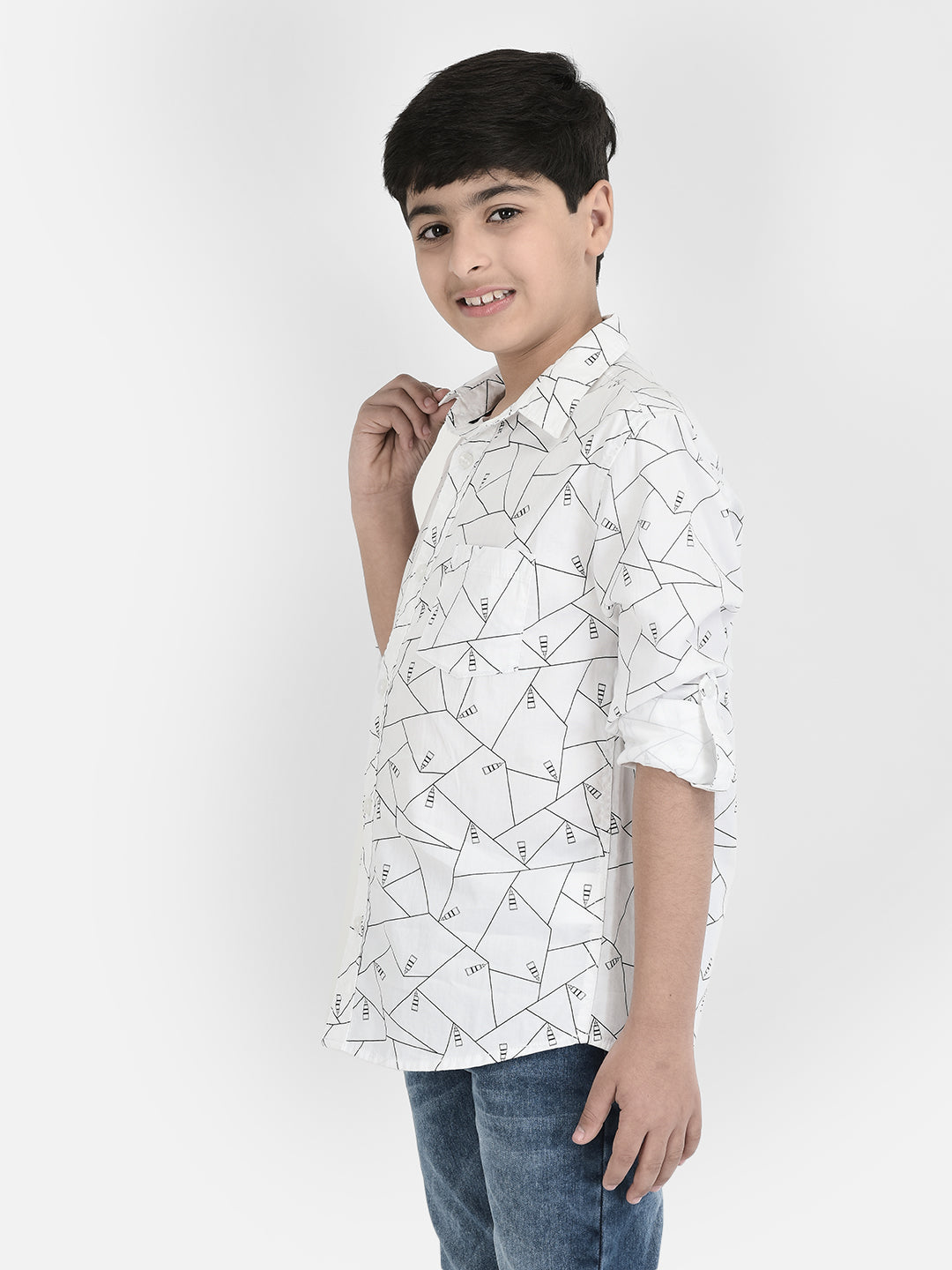 White Printed Cotton Shirt