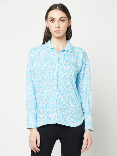 Cyan Printed Shirt