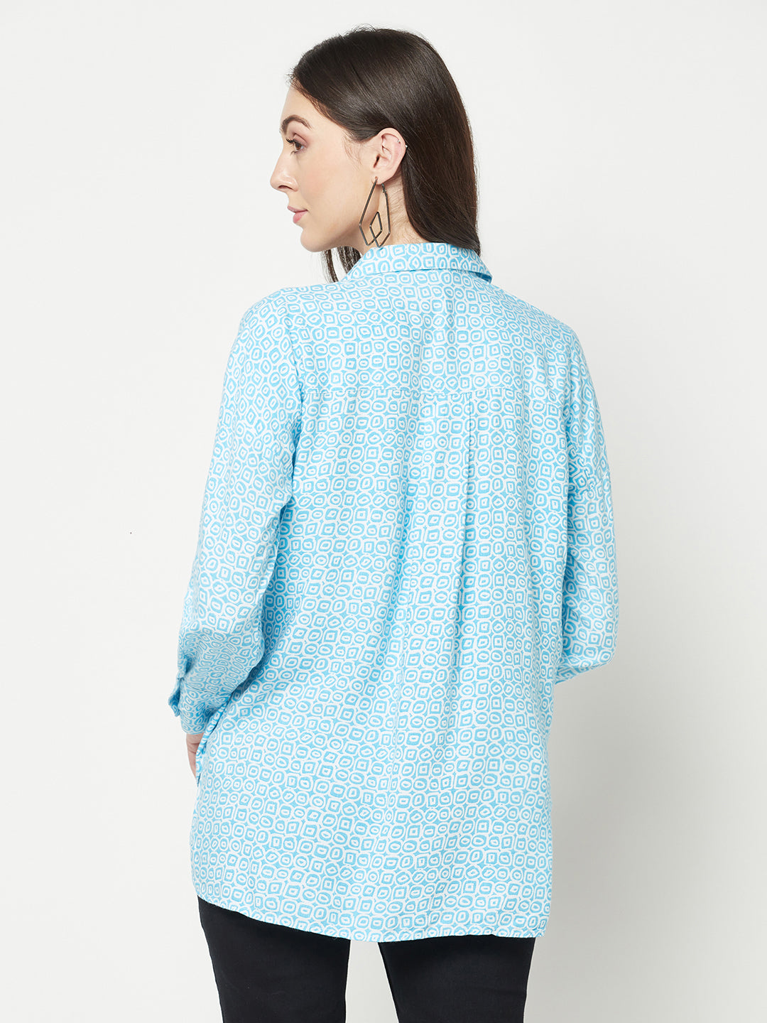 Cyan Printed Shirt