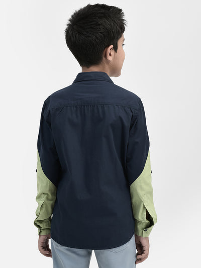 Navy Blue Clourblocked Shirt