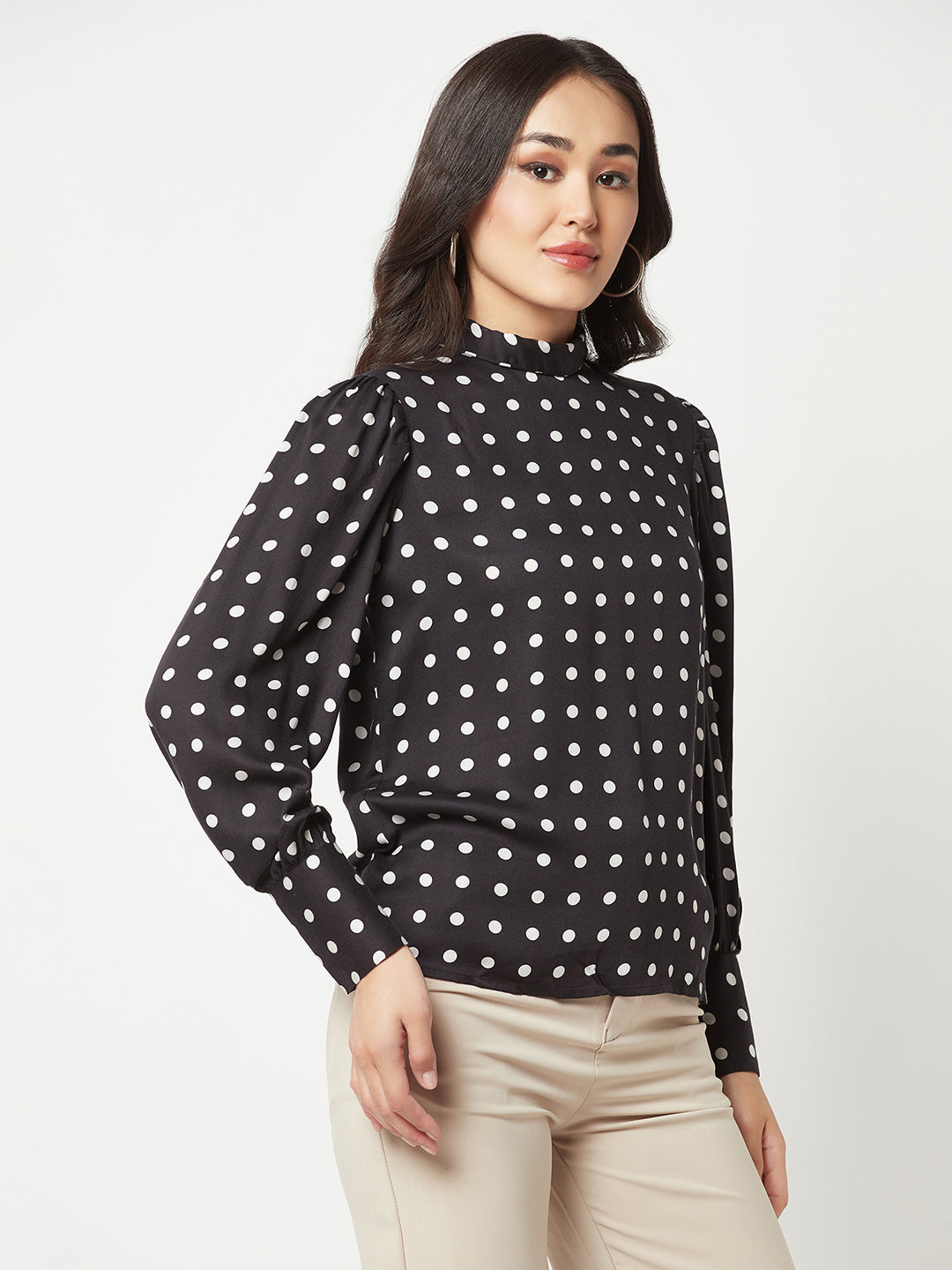 Black Polka Dot Printed Top