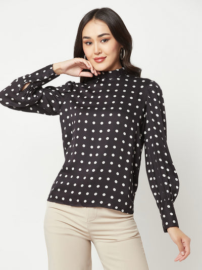 Black Polka Dot Printed Top