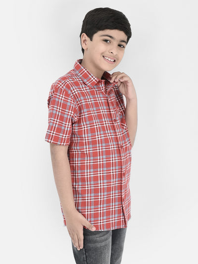 Red Checked Cotton Shirt