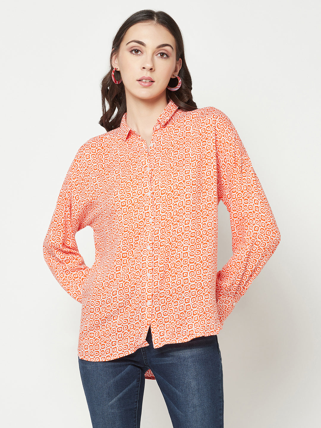 Orange Printed Shirt