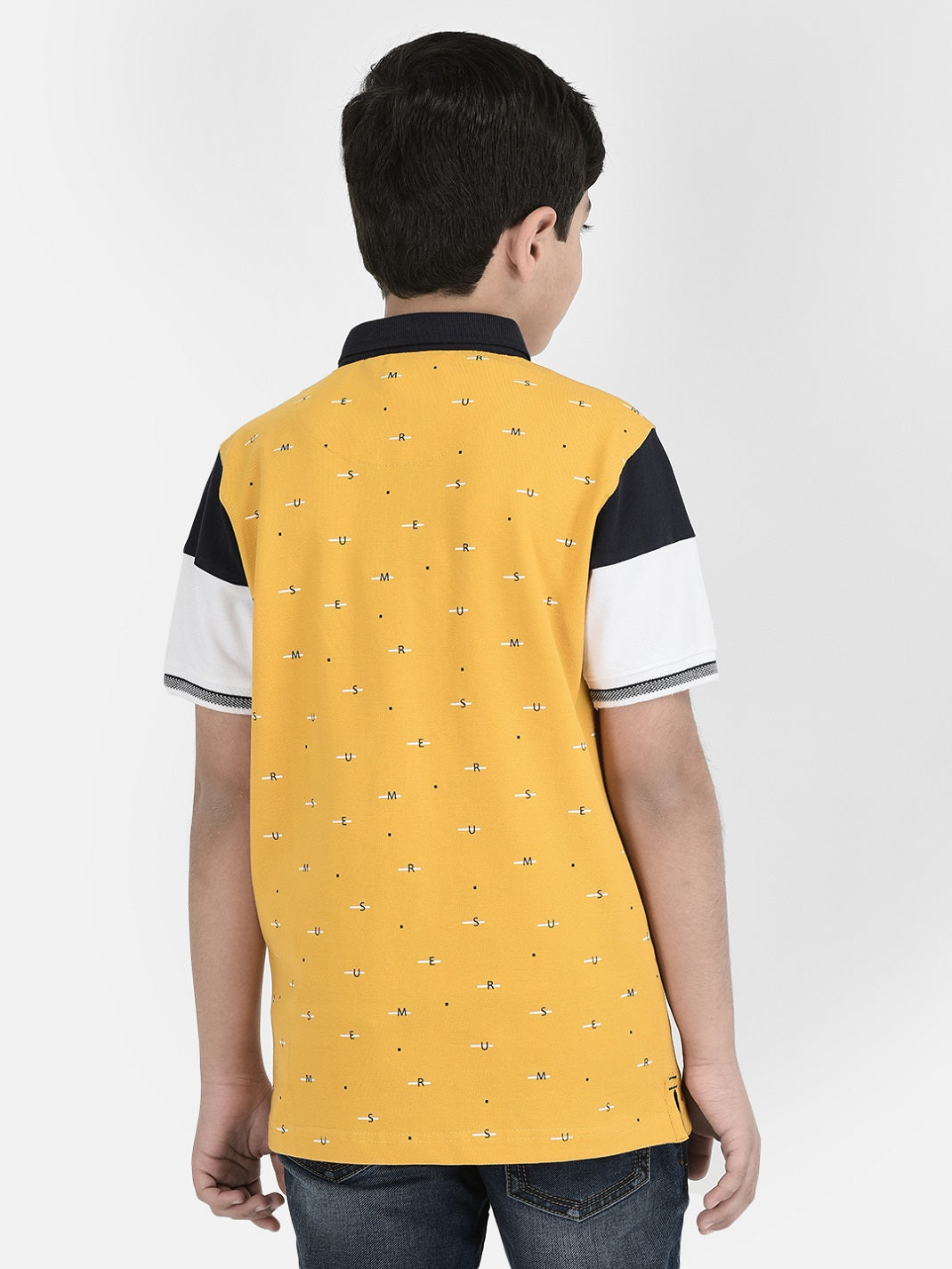  Mustard Polo Neck Printed T-shirt