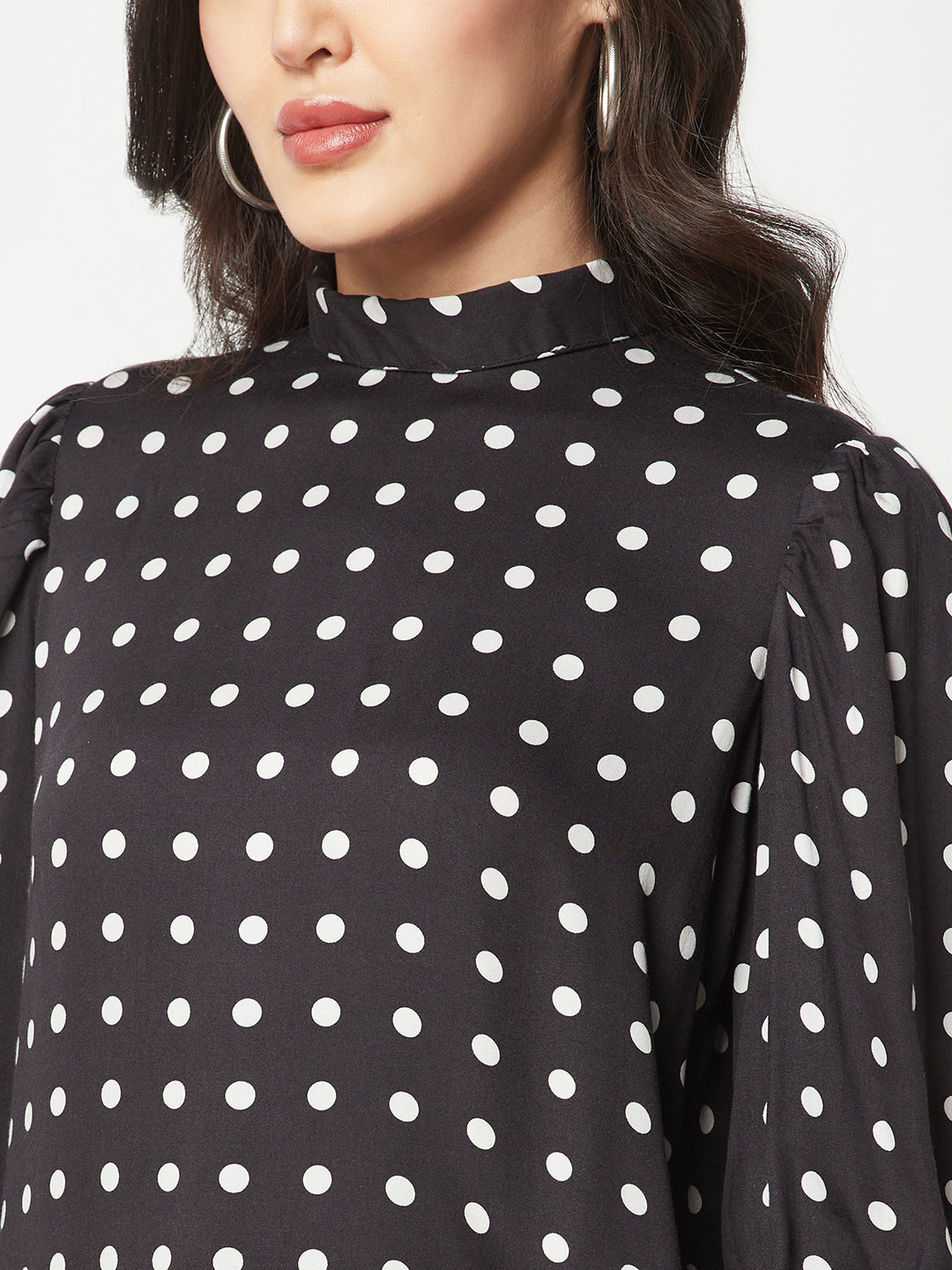 Black Polka Dot Printed Top