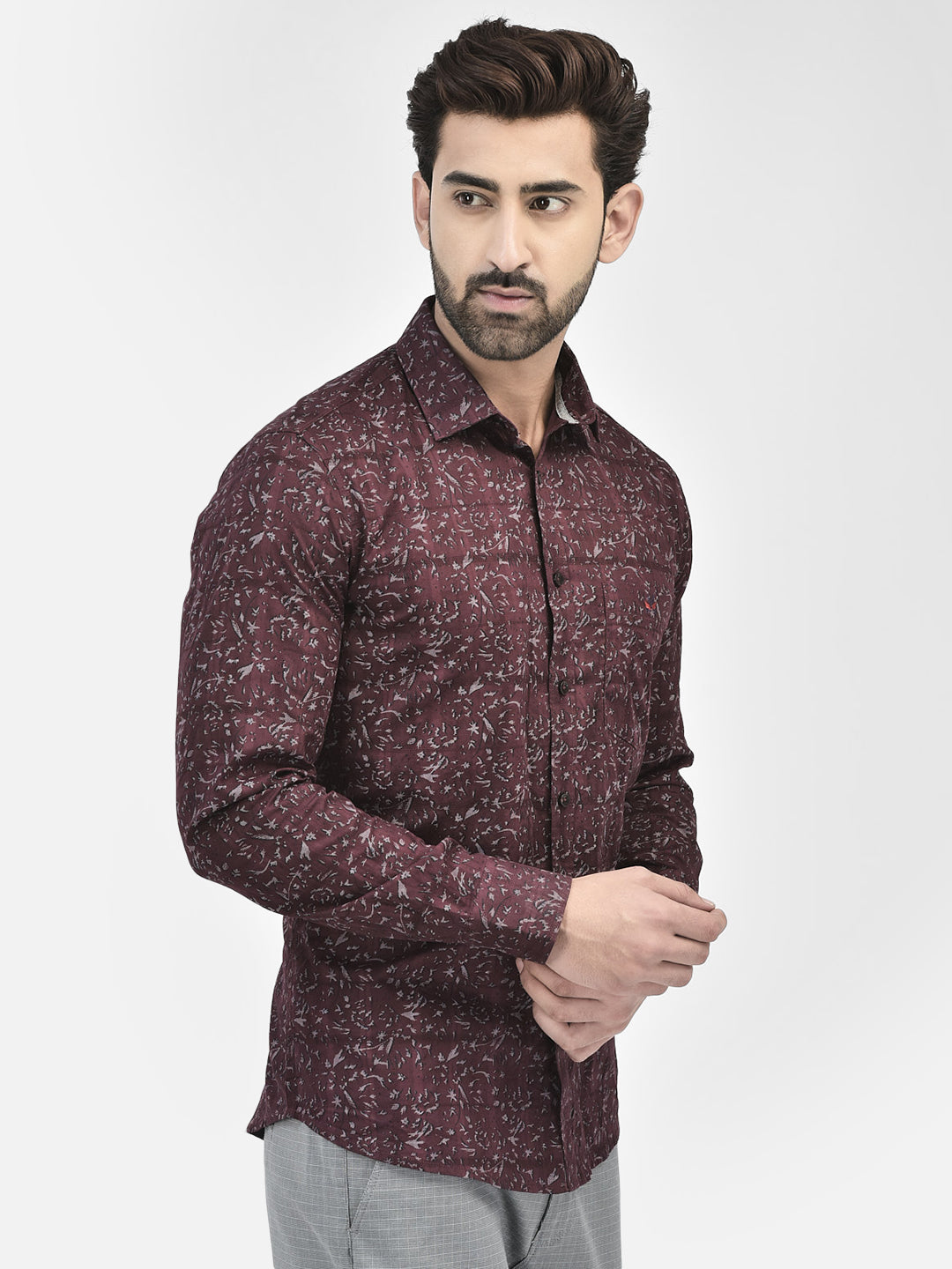 Wine Printed Shirt.