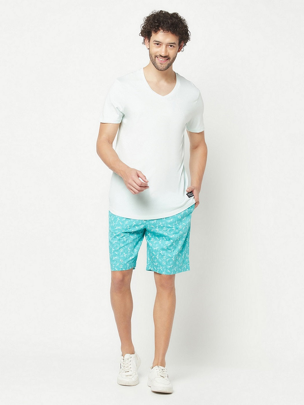 Turquoise Blue Floral Lounge Shorts